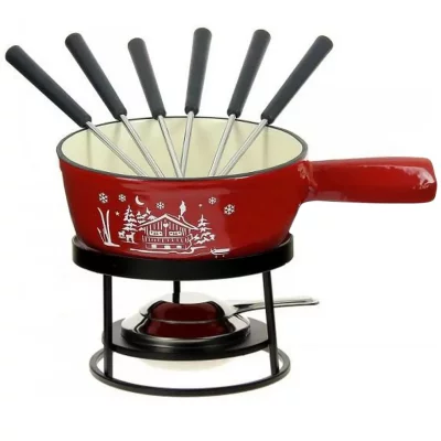TABLE & COOK Service &agrave; fondue chalet rouge - HHF-078 - TABLE&COOK 