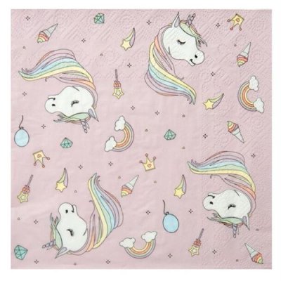 SANTEX Serviette de table licorne rose (x20) REF/6243