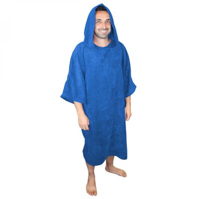 VIVEZEN Serviette poncho de bain ou de plage - Adulte - Bleu - 