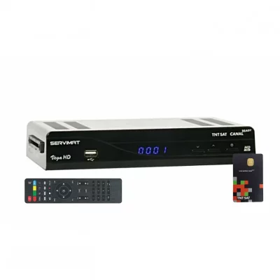 SERVIMAT  vega r&eacute;cepteur satellite hd + carte tntsat astra 12 v/220 v noir