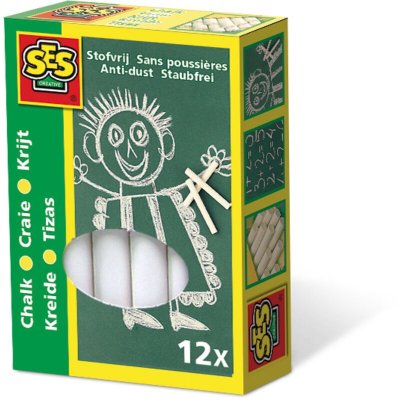 SES CREATIVE SES - Craie blanche 12 pi&egrave;ces - sans poussi&egrave;re - facilement lavable