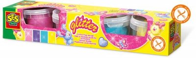 SES CREATIVE SES Creativ e P&eacute;trin &agrave; paillettes, 4 couleurs de 90g chacune