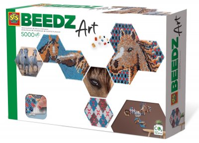 SES CREATIVE - Beedz Art-Hex Tiles Chevaux, 06023, Divers
