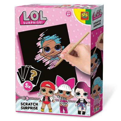 SES CREATIVE  Cartes &agrave; gratter surprise L.O.L. 5 pi&egrave;ces