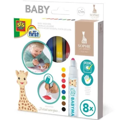 SES CREATIVE &reg; Feutre marker b&eacute;b&eacute; Sophie la girafe, 8 pi&egrave;ces