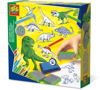 SES CREATIVE  jeu de timbres dino 11 pi&egrave;ces 5 pi&egrave;ces
