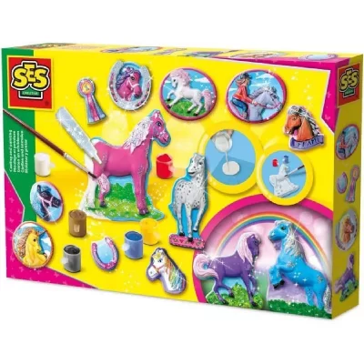 SES CREATIVE &reg; Kit moulage pl&acirc;tre peinture chevaux