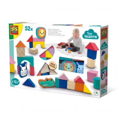 SES CREATIVE Ses Tiny Talents Wooden Building Blocks 52 Pieces Clair