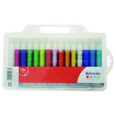 ARTEMIO Set 15 tubes de colle &agrave; paillettes 10 ml -