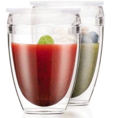 BODUM Set 2 gobelets Pavina To Go double paroi + couvercle herm&eacute;tique 30 cl