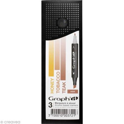 GRAPH IT Set 3 Marqueurs &agrave; alcool Graph'it - D&eacute;grad&eacute; Hair - 