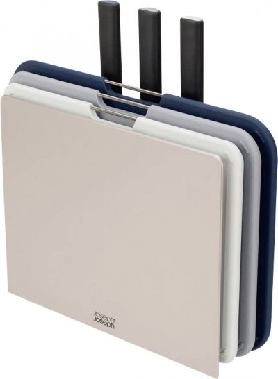 JOSEPH JOSEPH Set 3 planches &agrave; d&eacute;couper et ses couteaux Multicolore 