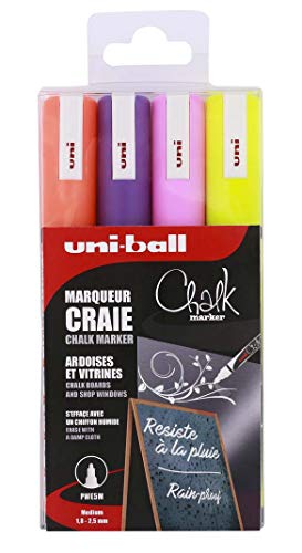 GENERIQUE Set 4 marqueurs craie pointe moyenne fluo en pochette 2,5 mm