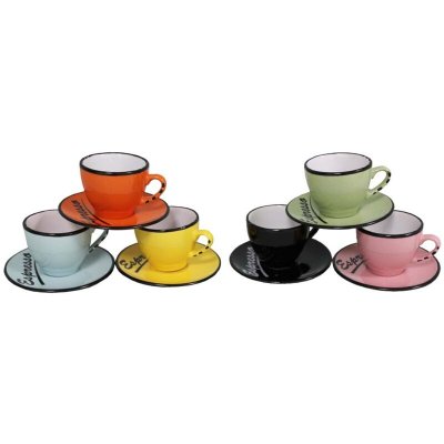 ANTIC LINE CREATIONS Set 6 tasses et sous tasses expresso Brasserie Bistrot (Lot de 6)
