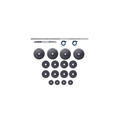 GENERIQUE Set barres + halt&egrave;res 93 KG - FITLIFE - En acier - Tout Inclus ( barres, disques, stoppers )