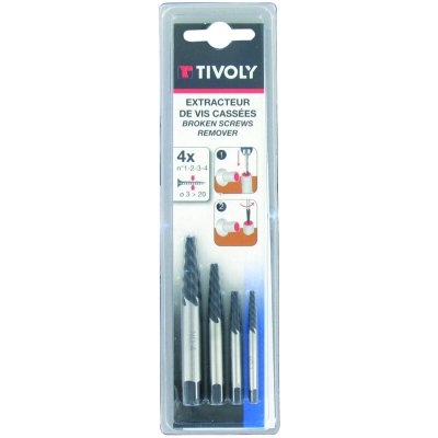 TIVOLY Set d'extracteurs de goujons 11111021234, Diam.2.2 &agrave; 4.7 mm - 