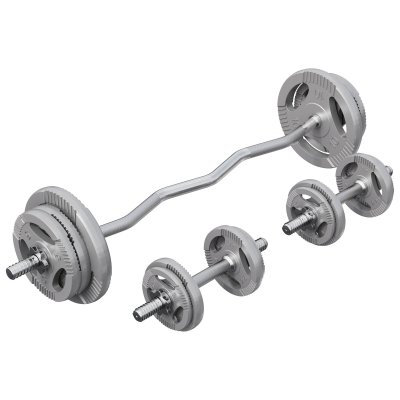 GORILLA SPORTS Set d'halt&egrave;res avec disques &agrave; poign&eacute;es en fonte + barre Curl 68 kg