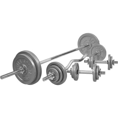 GORILLA SPORTS Set d'halt&egrave;res complet avec disques en fonte + barres 105,5 kg