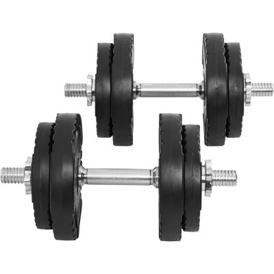 GORILLA SPORTS Set d'halt&egrave;res courts 20 Kg (disques plastique &agrave; poign&eacute;es + barres)