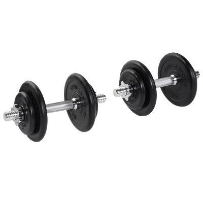 GORILLA SPORTS Set d'halt&egrave;res courts de 20 KG avec disques &agrave; rev&ecirc;tement caoutchouc