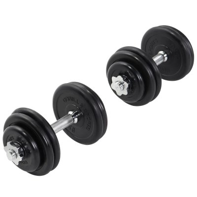 GORILLA SPORTS Set d'halt&egrave;res courts de 30 KG avec disques &agrave; rev&ecirc;tement caoutchouc