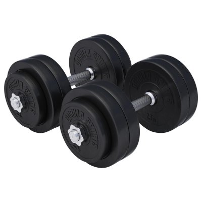 GORILLA SPORTS Set d'halt&egrave;res courts de 30 KG avec disques &agrave; rev&ecirc;tement plastique