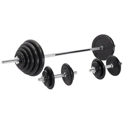 GORILLA SPORTS Set d&acute;halt&egrave;res de 97,5 KG (avec disques fonte &agrave; rev&ecirc;tement caoutchouc)