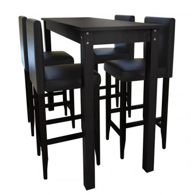 Set de 1 table de bar et 4 tabourets noir vidaXL - N/A