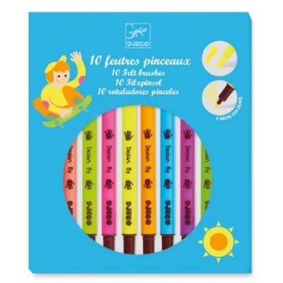 DJECO Set de 10 Feutres pinceaux pop 
