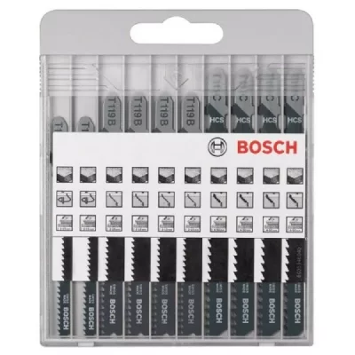 BOSCH Set de 10 Lames de scie sauteuse  Basic for Wood (2 607 010 629)
