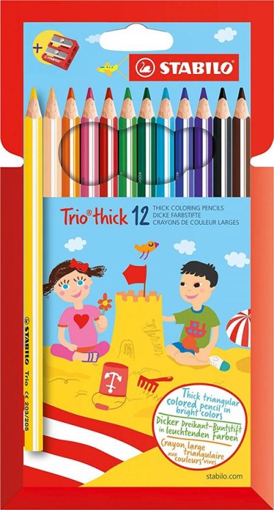 STABILO Set de 12 crayons larges  Trio thick Mod&egrave;le al&eacute;atoire
