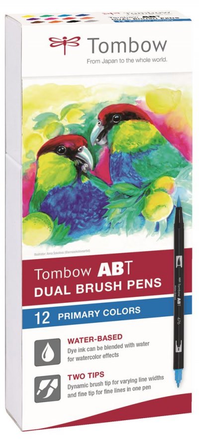 TOMBOW FRANCE & BENELUX Set de 12 feutres Tombow France & Benelux Abt Dual Primaires