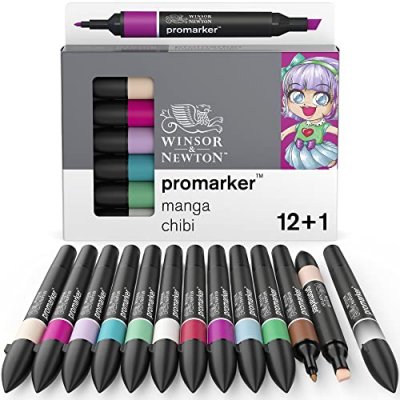 WINSOR & NEWTON Set de 12 PROMARKER + 1 blender - - Couleurs Manga