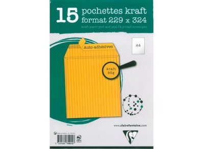 CLAIREFONTAINE Set de 15 pochettes  Kraft 229 x 324 mm