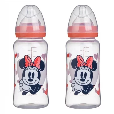 DISNEY BABY Set de 2 Biberons  Minnie Collector 360 ml T&eacute;tine en Silicone