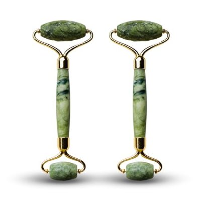 SUN & SIA Set De 2 Masseurs Pour Visage En Pierre De Jade - Vert - L 14 X L 5 Cm