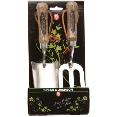 SPEAR AND JACKSON Set de 2 mini outils &agrave; fleurs inox manche bois Spear & Jackson
