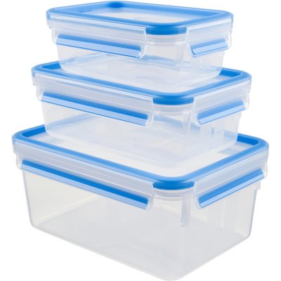 EMSA Set de 3 bo&icirc;tes Clip & Close bleues 0,55L, 1L et 2,3L  