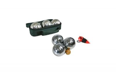 SPORT SIDE Set de 3 boules 720 gr de petanque chrome avec cochonnet et mesureur