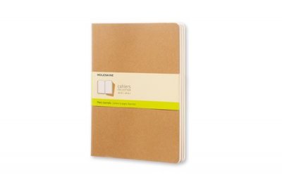 MOLESKINE Set de 3 cahiers tr&egrave;s grand format  &agrave; pages blanches Kraft Marron