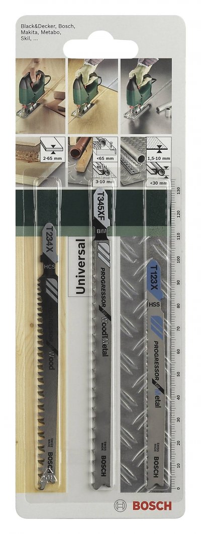 BOSCH Set de 3 lames pour scie sauteuse  Queue Progressor T 2609256743