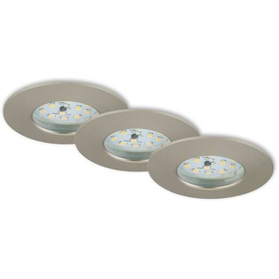 BRILONER Set de 3 spots encastr&eacute;s LED Nikas IP44 nickel