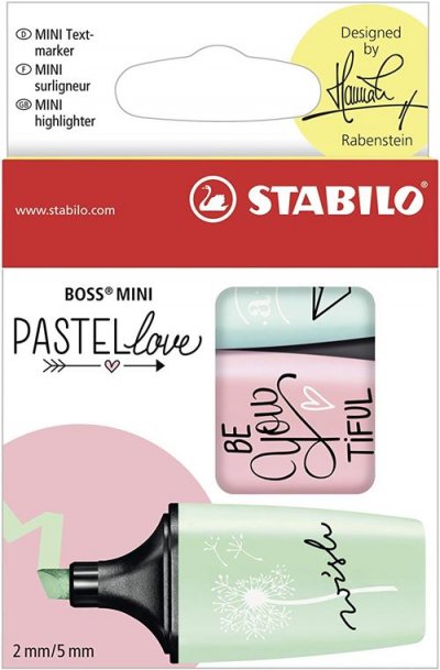 STABILO Set de 3 surligneurs  Boss Mini Pastel Love Mod&egrave;le al&eacute;atoire