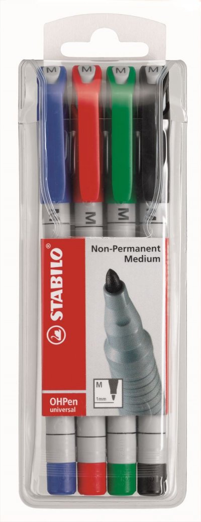 STBL Set de 4 feutres pour films OHPen soluble Stabilo