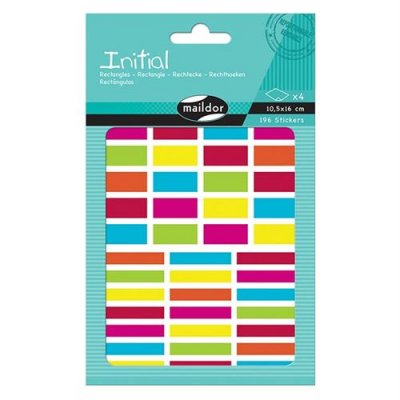 MLDR Set de 4 planches A6 &agrave; gommettes Maildor Initial Rectangles