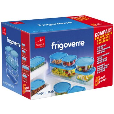 BORMIOLI ROCCO Set de 5 bo&icirc;tes de conservation FRIGOVERRE rectangle + carr&eacute; + rond
