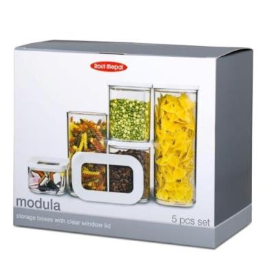MEPAL Set de 5 bo&icirc;tes de conservation modula blanc 