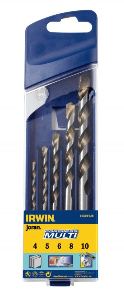 IRWIN Set de 5 forets Multi mat&eacute;riaux  &Oslash;4, 5, 6, 8, 10mm
