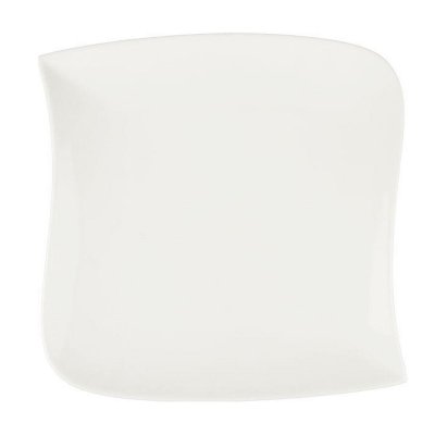 SECRET DE GOURMET Set de 6 assiettes plates carr&eacute;e design vague - 26 cm x 26 cm - Porcelaine