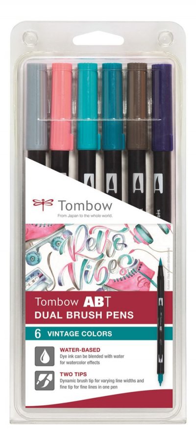 TOMBOW Set de 6 feutres Double Pointe abt Dual Brush Pen